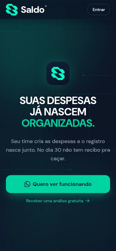 Página inicial da Saldo em um celular